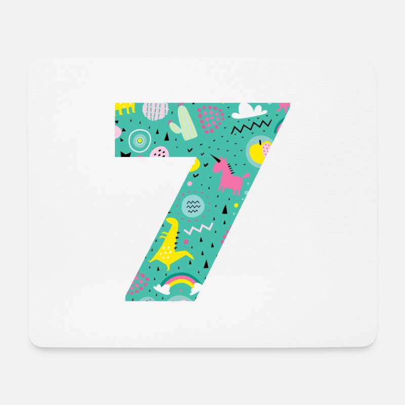 Personalisierte Geburtstagsnummer 7 - Mousepad (Querformat) - Weiß