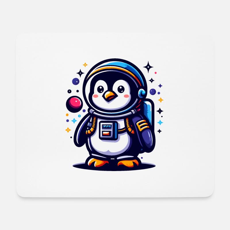 Weltraum Pinguin - Mousepad (Querformat) - Weiß