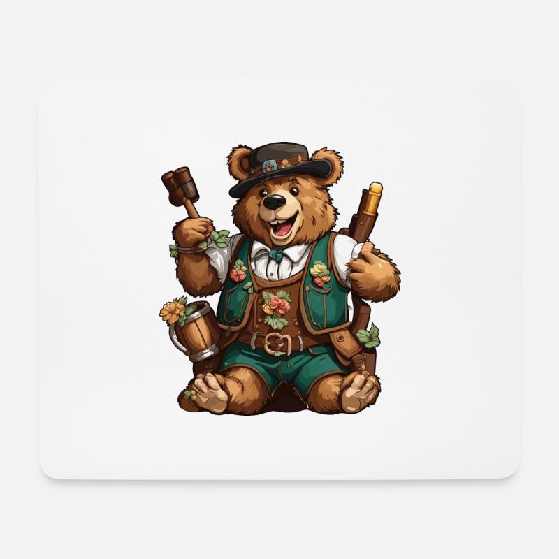 Lederhose / Tier / Tracht / Tradition / Bär - Mousepad (Querformat) - Weiß