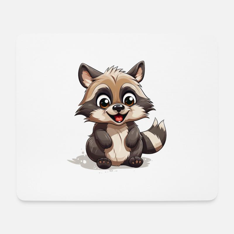 Waschbär Logo Niedlicher Waschbär - Mousepad (Querformat) - Weiß