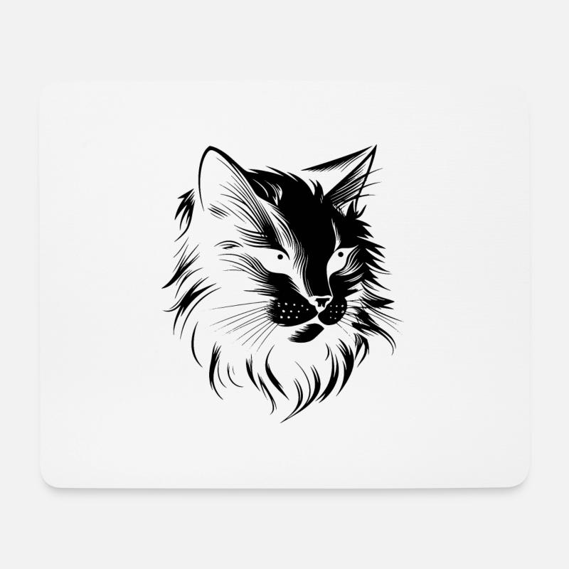 Katze, Katzenmotiv, Katzengesicht - Mousepad (Querformat) - Weiß