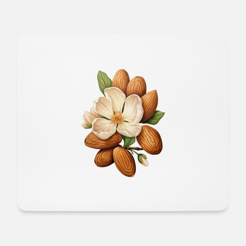 Mandeln umrahmen eine Mandelblüte - Mousepad (Querformat) - Weiß