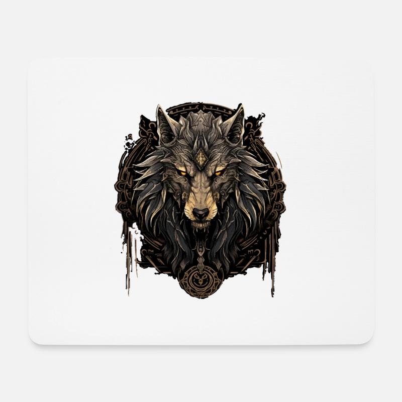 Wikinger Wolf Odins Wölfe Viking Valhalla - Mousepad (Querformat) - Weiß