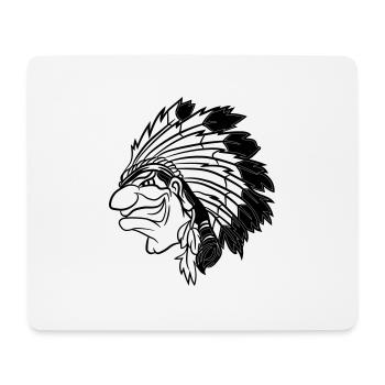 Indianerhäuptling grinst listig Cartoon einfarbig - Mousepad (Querformat) - Weiß - Vorne