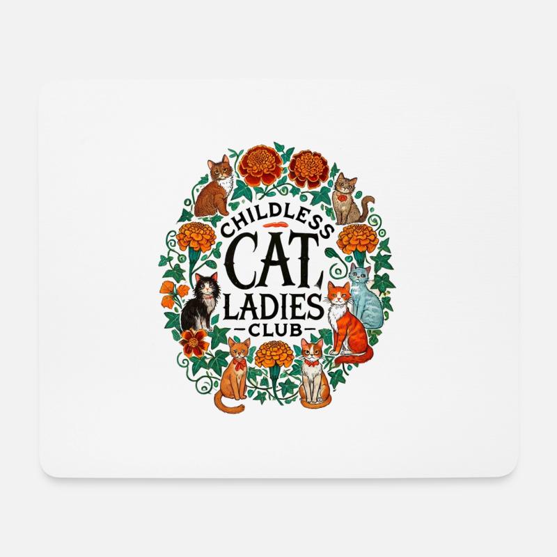 Kinderlose Katze Damen Club - Mousepad (Querformat) - Weiß