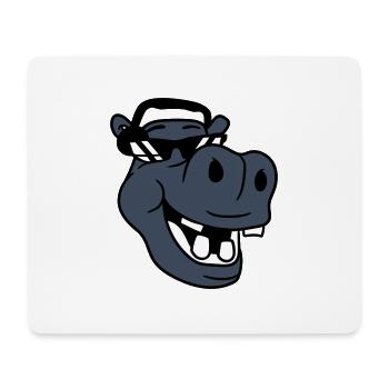 Laughing hippo comic face party club music - Mouse Pad (horizontal) - white - Front