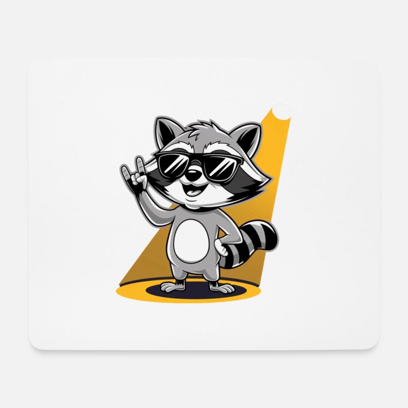 Retro Raccoon Rock Music - Mousepad (Querformat) - Weiß