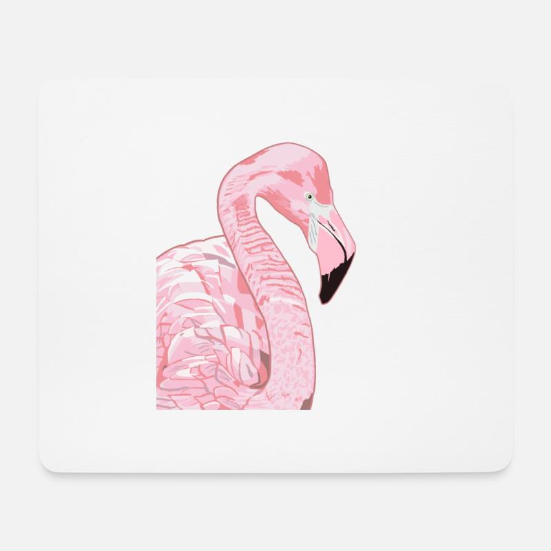 Rosa Flamingo Kopf - Mousepad (Querformat) - Weiß