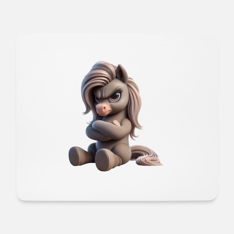 Pony grimmig 1 - Mousepad (Querformat) - Weiß
