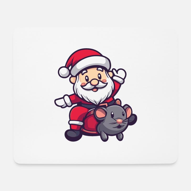 Maus Weihnachtsmann - Mousepad (Querformat) - Weiß