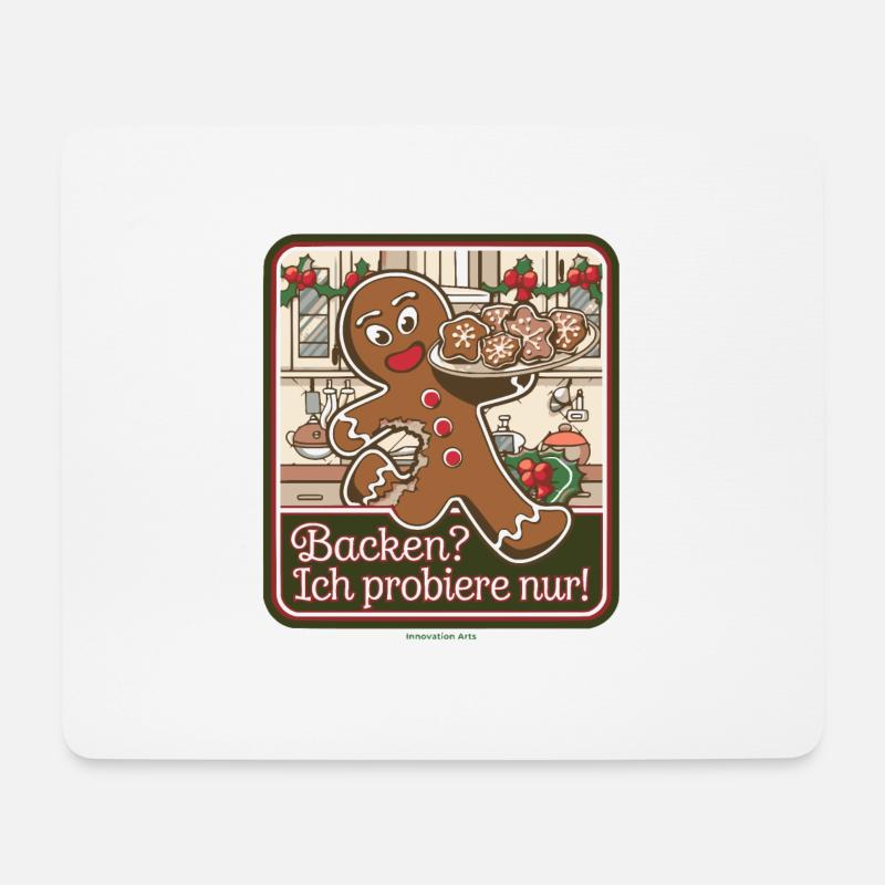 Lustiger Lebkuchenmann-Backspaß - Mousepad (Querformat) - Weiß
