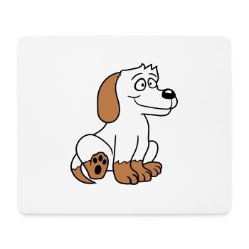 chien assis mignon petit chiot heureux animal de compagnie - Tapis de souris (format paysage) - blanc - Devant