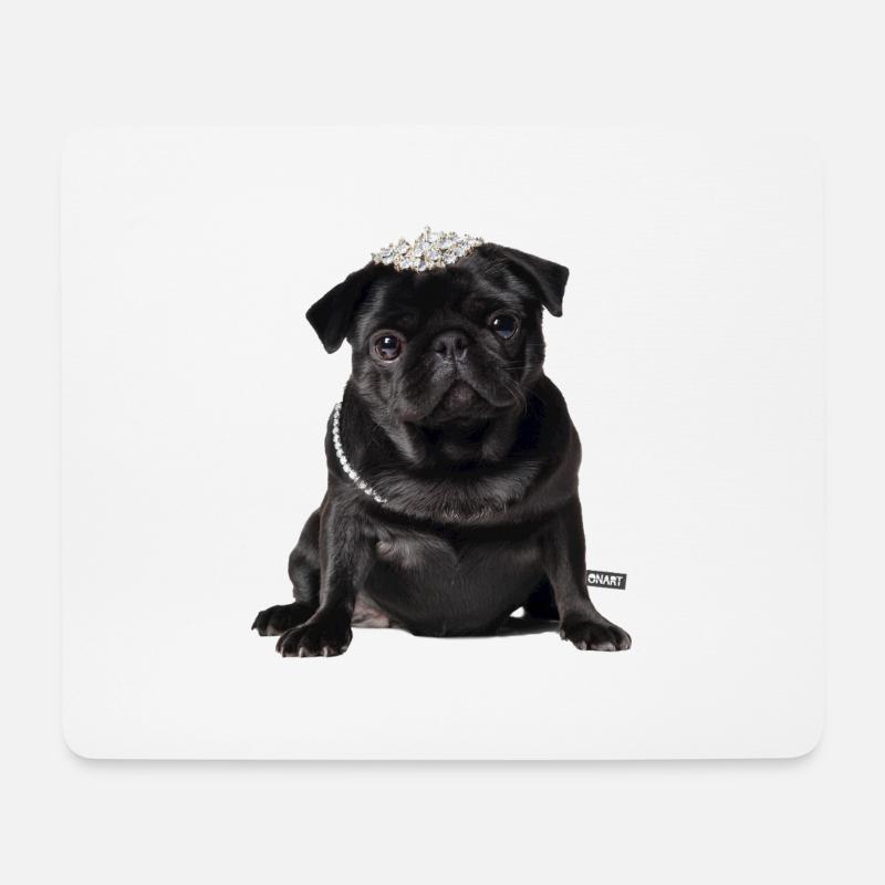 Mops schwarz - Mousepad (Querformat) - Weiß