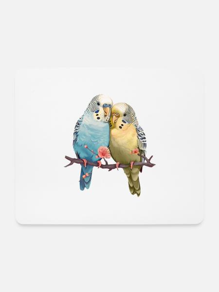 Wellensittiche - Mousepad (Querformat) - Weiß