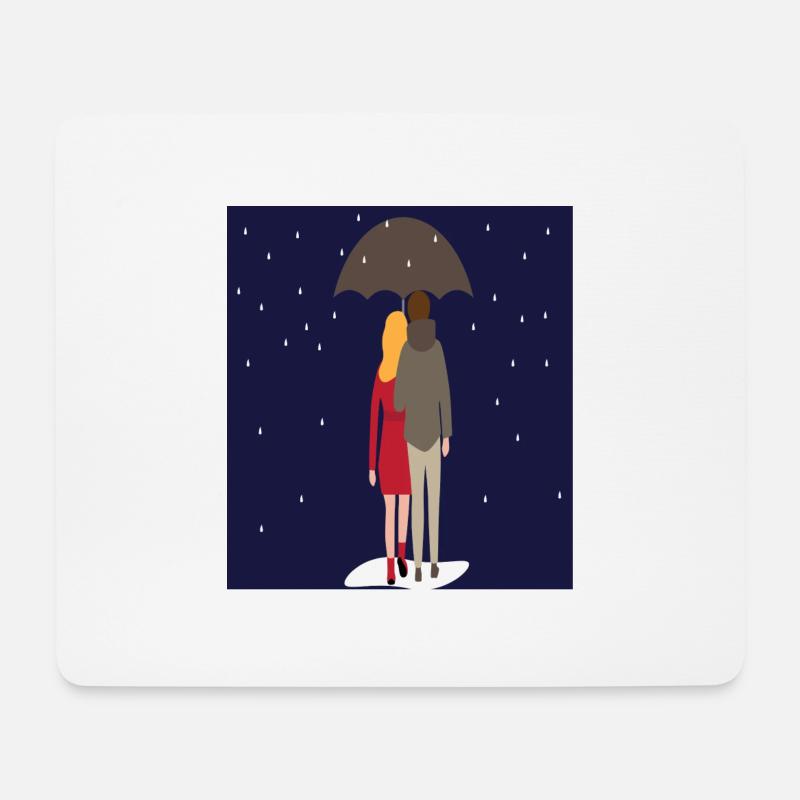 couplerain Paerchen im Regen unterm Schirm Liebe - Mousepad (Querformat) - Weiß