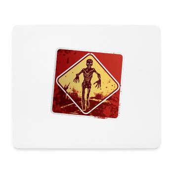 Halloween Zombie-Warnschild - Mousepad (Querformat) - Weiß - Vorne
