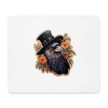 Krähe mit Zylinderhut Halloween - Mousepad (Querformat) - Weiß - Vorne