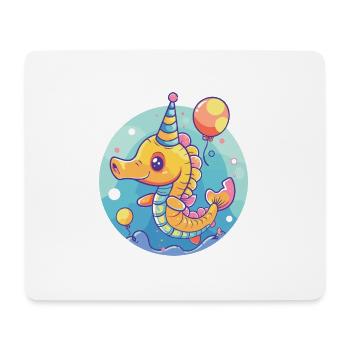 Bande dessinée d’anniversaire hippocampe - Tapis de souris (format paysage) - blanc - Devant