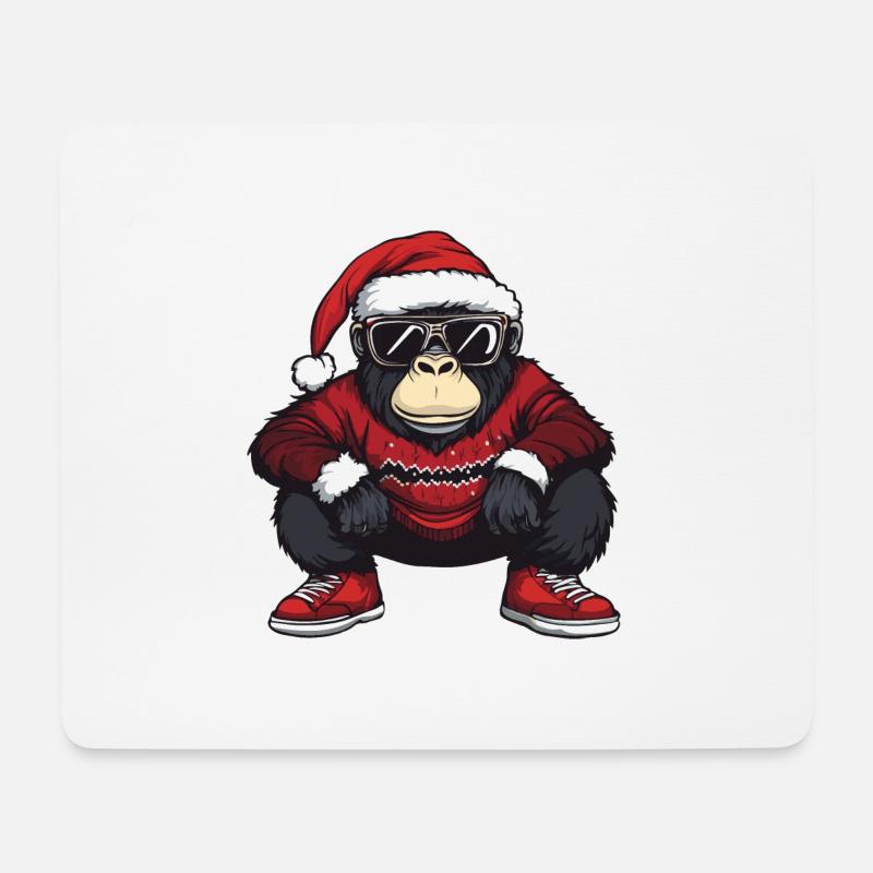 Gorilla Weihnachten Ugly Christmas - Mousepad (Querformat) - Weiß
