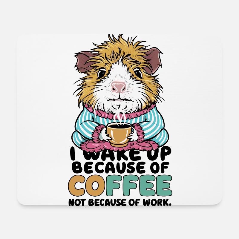 I Wake Up Because of Coffee Not Because OF Work - Mousepad (Querformat) - Weiß