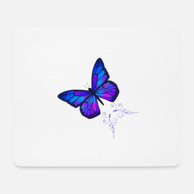 Schmetterling blau und violett mit Sternenhimmel - Mousepad (Querformat) - Weiß