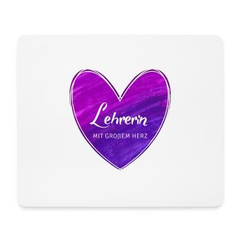 Lehrerin mit großem Herz - Mousepad (Querformat) - Weiß - Vorne
