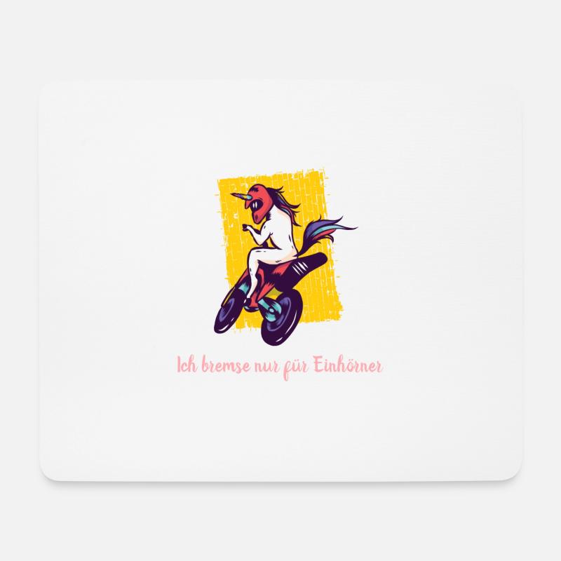 Ich bremse nur für Einhörner - Einhorn Motorrad - Mousepad (Querformat) - Weiß