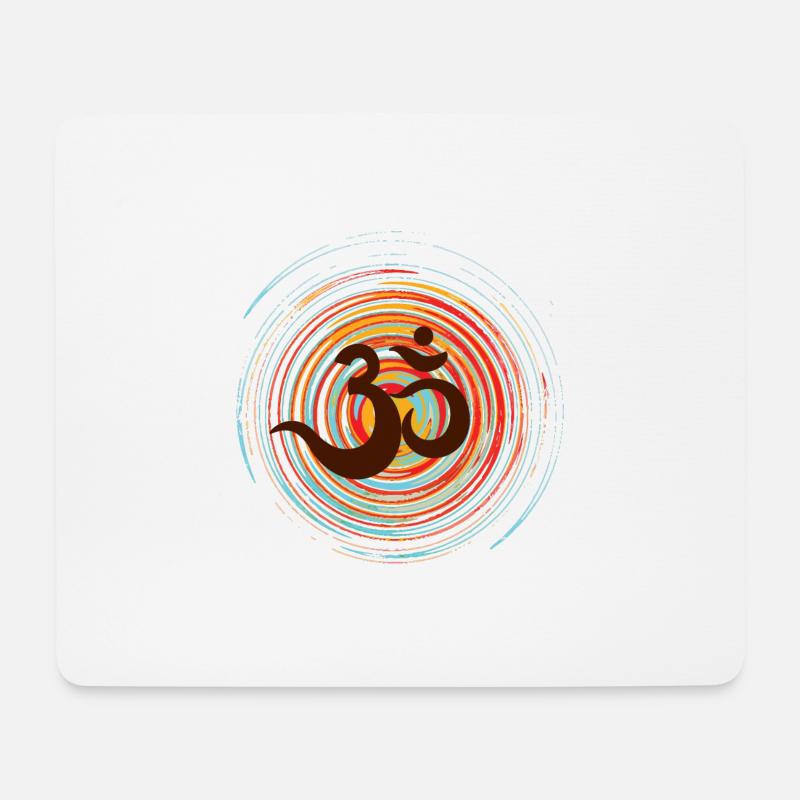 Om on colorful circles, Prana Zen design - Mouse Pad (horizontal) - white