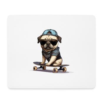 Skateboarding Mops für Skaters - Mousepad (Querformat) - Weiß - Vorne