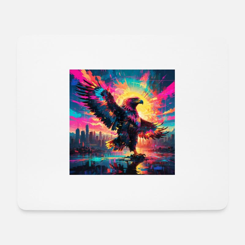 Neon goldener Adler - Mousepad (Querformat) - Weiß