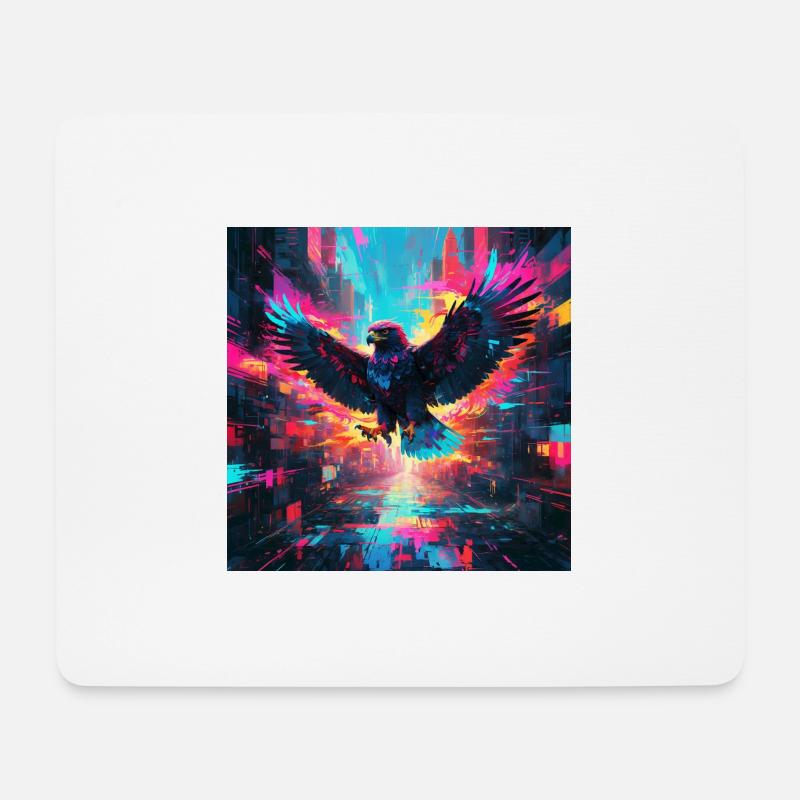 Neon Falke - Mousepad (Querformat) - Weiß