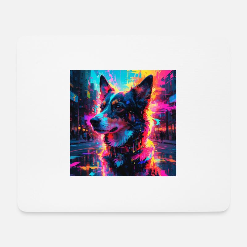 Neon Hund - Mousepad (Querformat) - Weiß