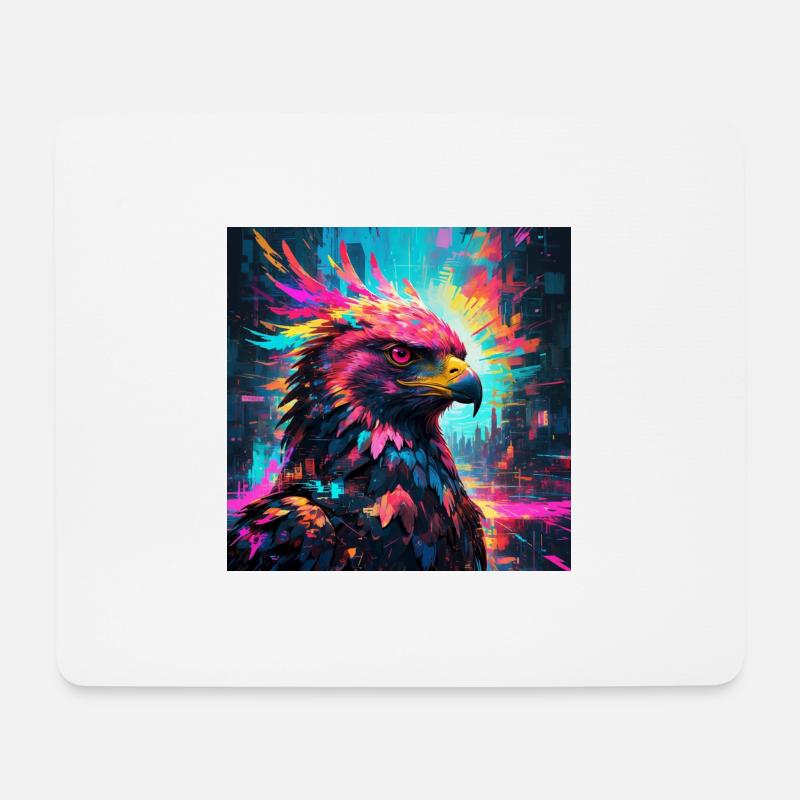 Neon Adler - Mousepad (Querformat) - Weiß