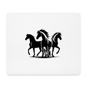 Three elegant horses with wild manes - Mouse Pad (horizontal) - white - Front