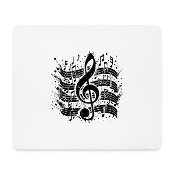 Wilde verrückte Musik Noten mit Notenschlüssel - Mousepad (Querformat) - Weiß - Vorne