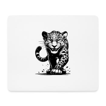 Cunning leopard hunting with spots - Mouse Pad (horizontal) - white - Front