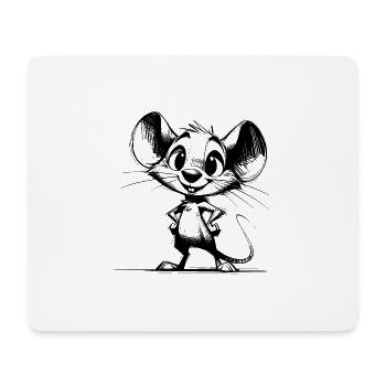 Maus Skizze großen Ohren Kinder Bleistift Style - Mousepad (Querformat) - Weiß - Vorne