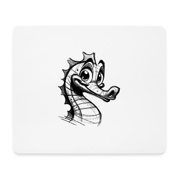 Croquis de l’insigne de crayon rugueux de l’hippocampe pour enfants - Tapis de souris (format paysage) - blanc - Devant