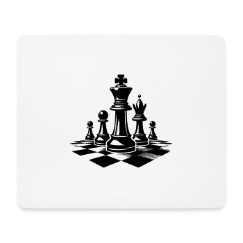 Échiquier avec pièces d’échecs roi et reine - Tapis de souris (format paysage) - blanc - Devant
