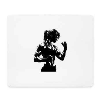 Strong woman in fighting pose with clenched fists - Mouse Pad (horizontal) - white - Front
