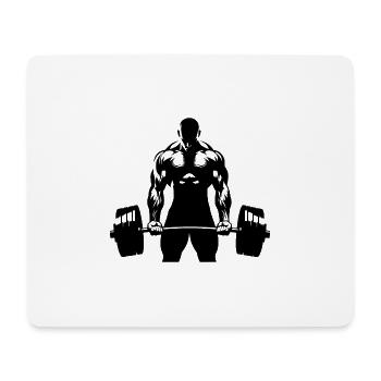 Schwere Langhantel in Gewichtheber Händen - Mousepad (Querformat) - Weiß - Vorne