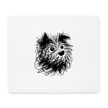 Abstrakte Hundeskizze verspielte Kritzellinien - Mousepad (Querformat) - Weiß - Vorne