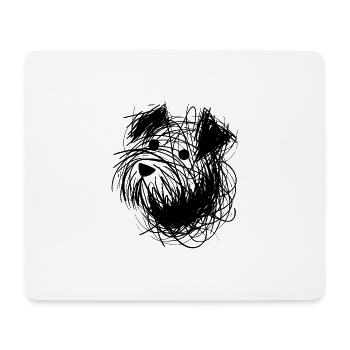 Skizzenhund verspielte Hundeporträt Kritzellinien - Mousepad (Querformat) - Weiß - Vorne