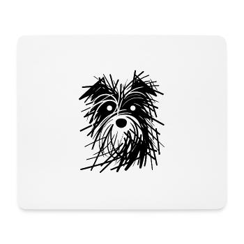 Hundeporträt wilde Bleistift Linienhund - Mousepad (Querformat) - Weiß - Vorne