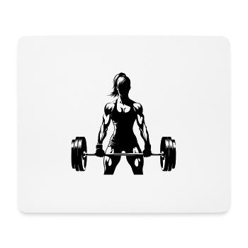 Ambitionierte muskulöse Sportlerin mit Langhantel - Mousepad (Querformat) - Weiß - Vorne