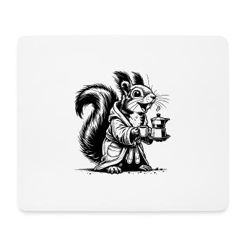 Lustiges Eichhörnchen mit starkem Kaffee Zeichnung - Mousepad (Querformat) - Weiß - Vorne