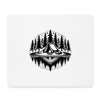 Abenteuercamping Zelt und Lagerfeuer im Wald - Mousepad (Querformat) - Weiß - Vorne