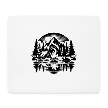 Campingurlaub im Wald mit reflektierendem See - Mousepad (Querformat) - Weiß - Vorne