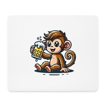 Cute Monkey Drinking Beer - Mousepad (Querformat) - Weiß - Vorne