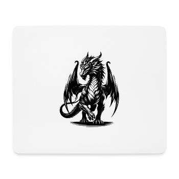 Eindrucksvoller gewaltiger Drache mit Flügeln - Mousepad (Querformat) - Weiß - Vorne